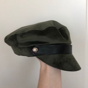 Green Velvet Bikers Cap